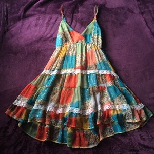 blue bird layered swing dress